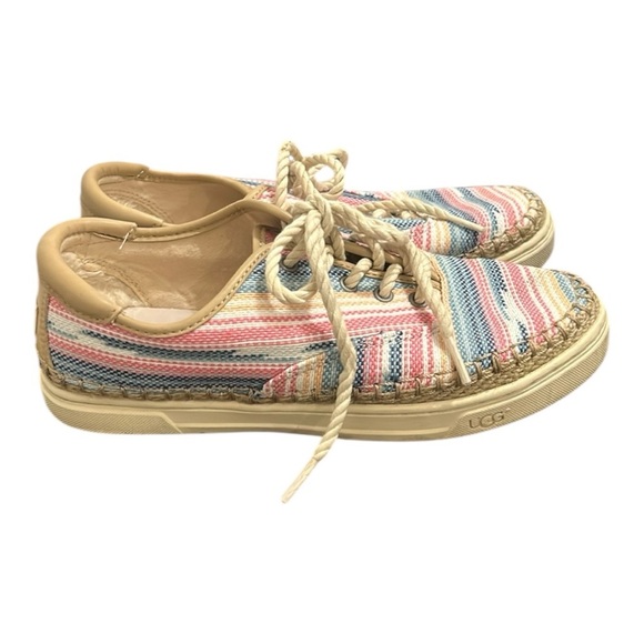 UGG Striped Pastel Knit Espadrille Sneakers Bohemian Lace Up Shoe Women size 7.5 - Picture 15 of 16